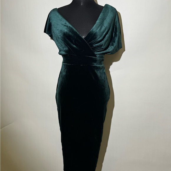 knee length dresses for ladies ASOS DESIGN long sleeve tiered smock midi dress in forest green main image 0
